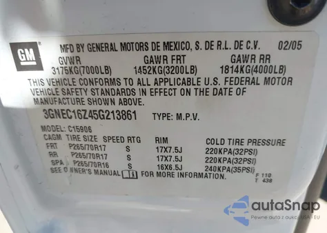 2005 Chevrolet Suburban 1500 Lt from USA, damaged, VIN 3GNEC16Z45G213861